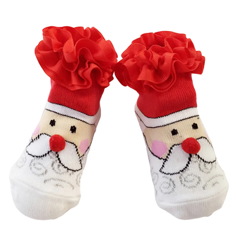 

1Pair Christmas Baby Socks Santa Claus Cartoon Pattern Warm Thickened Stockings for 0-12 Months Protect Baby Feet Winter Gift