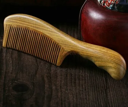 

Wooden comb natural green sandalwood electrostatic hair loss curling comb massage sandalwood straight hair fine-toothed large