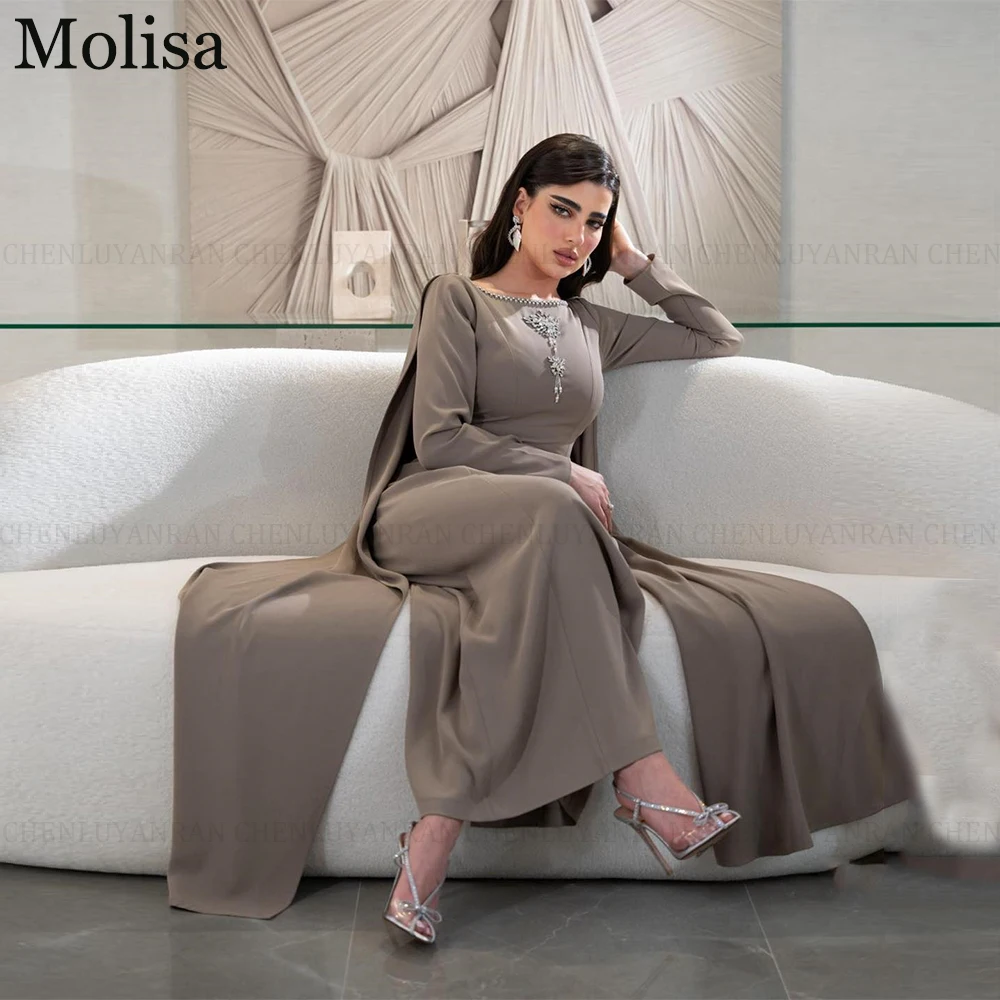 몰리사 우아한 공식 행사 드레스 2025 맞춤형 뉴저지 크리스탈 비딩 시스 플로어 기장 파티 프롬 이브닝 가운