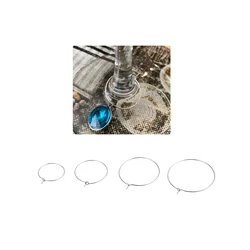 100Pcs 20/25/3035mm Wine Glasses Charm Rings Markers Silver Earrings Circle Wire Rings Hoops DIY Gift Party Drink Wine Labeling