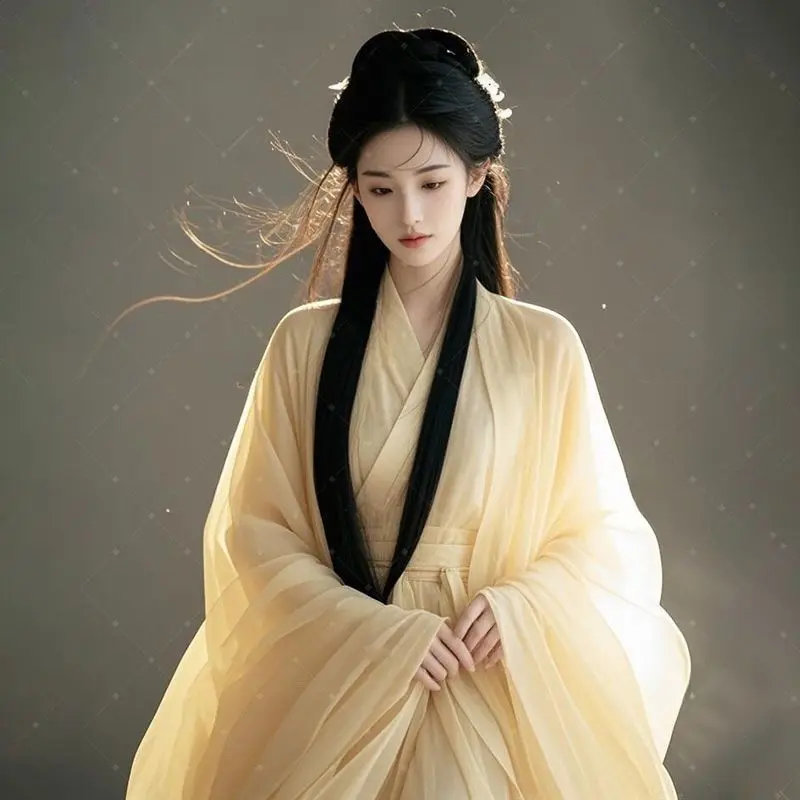 Qing Han Court Hanfu New Style Ancient Style Wei Jin Dynasty Costume Fairy Style Wide Sleeve Flowing Fairy Dress Large Sleeve