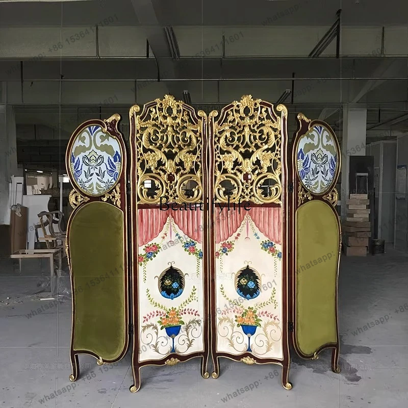 X4   screen neoclassical solid wood double-sided carved hand-painted French partition furnitureSSS