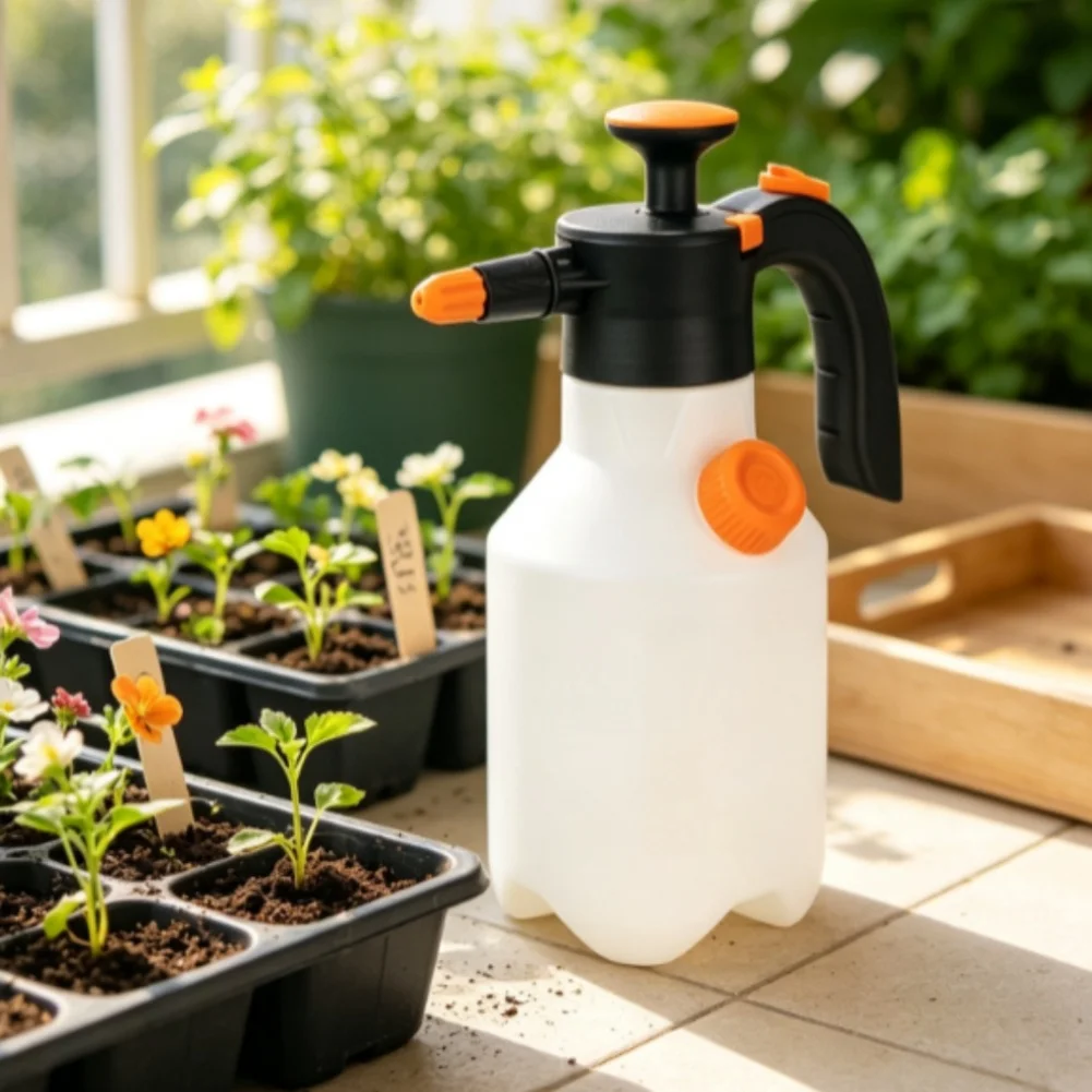 Pressure Spray Watering Can 2L Capacity for Garden Use Featuring Adjustable Nozzle for Multiple Spray Patterns