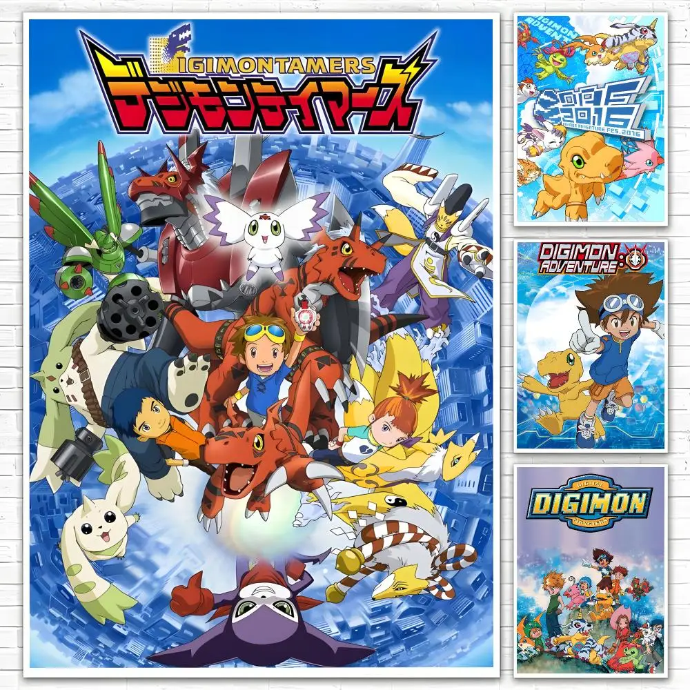 Anime Digimon Poster Poster All-match HD Waterproof Self-Adhesive Wall Art Sticker For Home Bedroom
