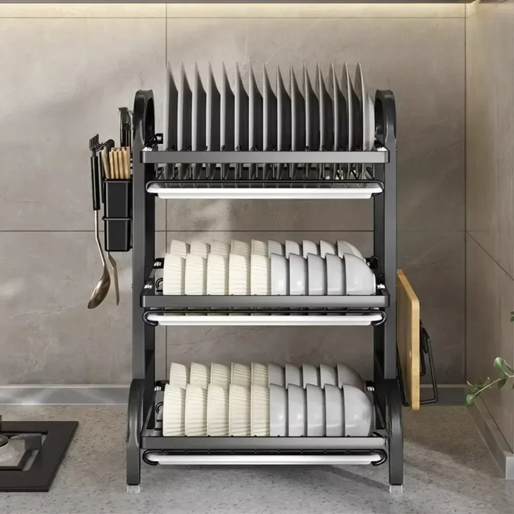 

Dish Drying Racks Wall Mounted Multifunctional Storage Racks Drainboard Set Large Rust-Proof Dish Drainer with Utensil Holder