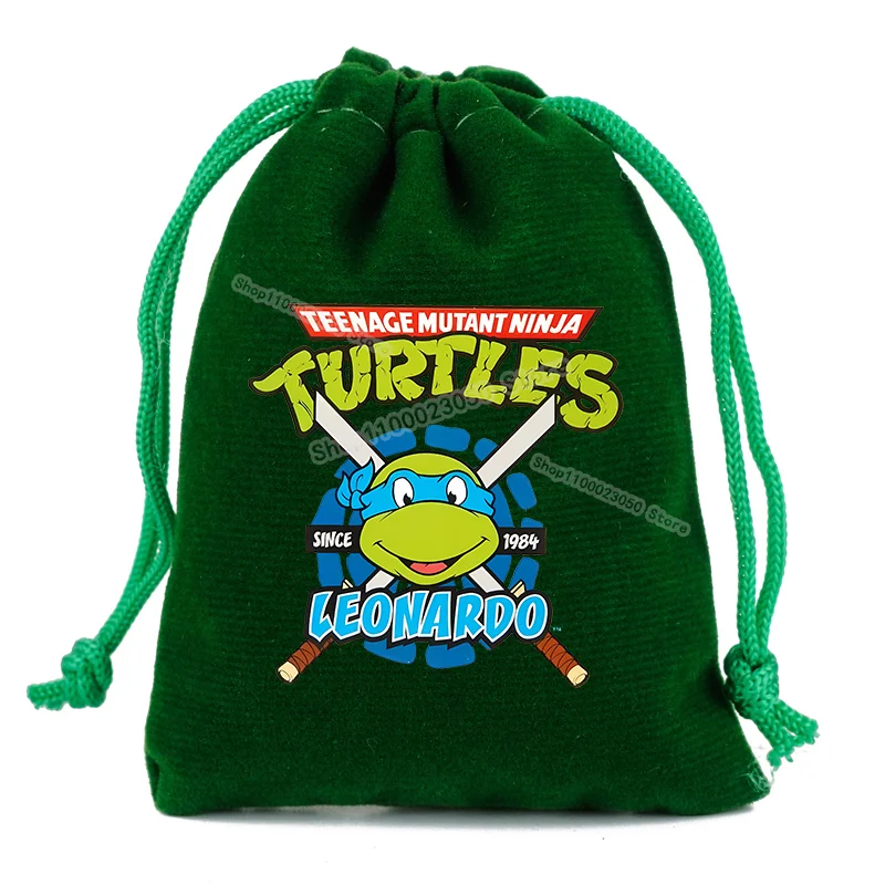 Sacos de cordão para meninos e meninas, figuras de animação, gráfico, bolsas infantis, bolsas de armazenamento Teenage Mutant Ninja Turtles, presente infantil