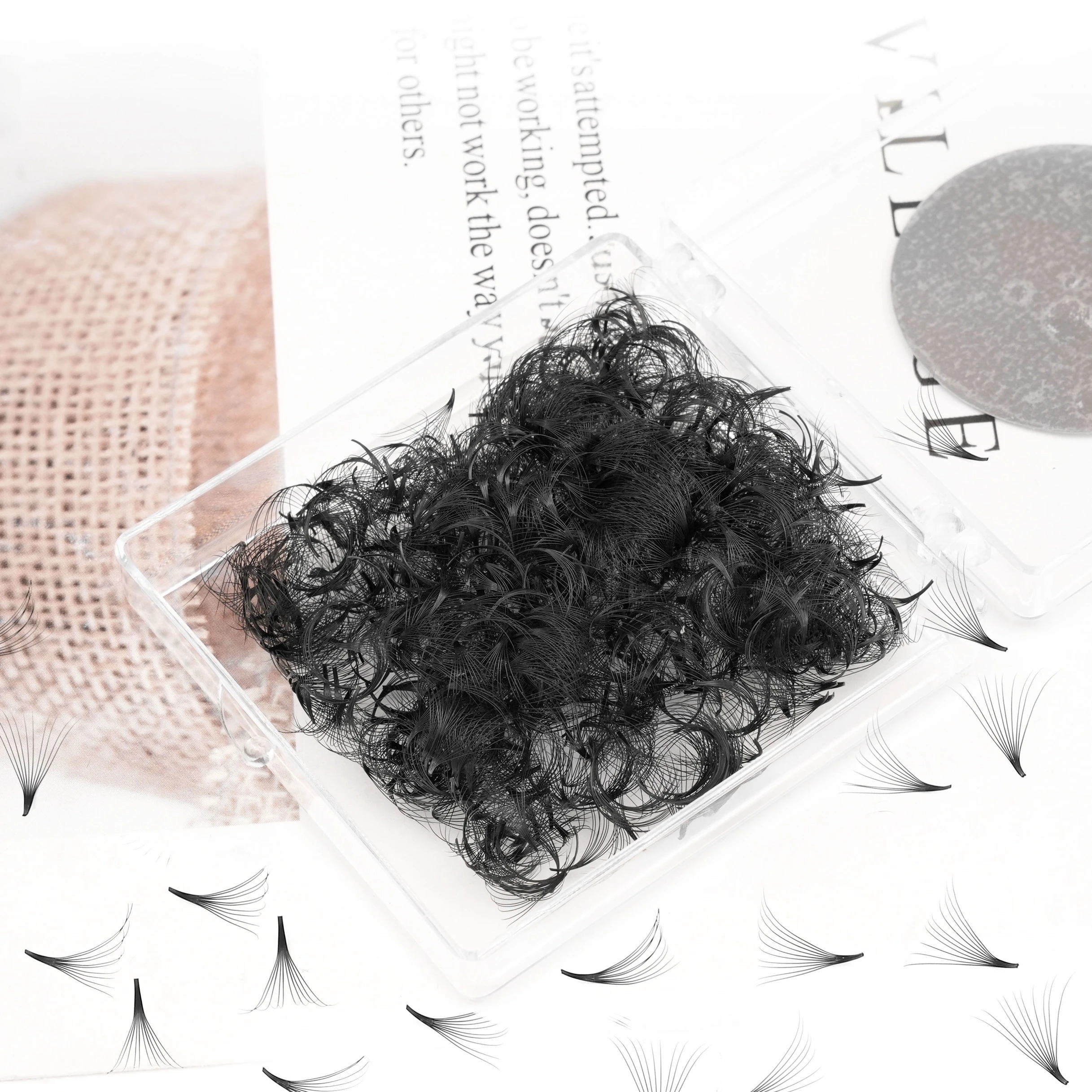 

16D Korean PBT Natual Sharp Stem Loose Fan Lashes 500 Fans 0.05 Promade Eyelash Pre Made Lash Extension Supplies
