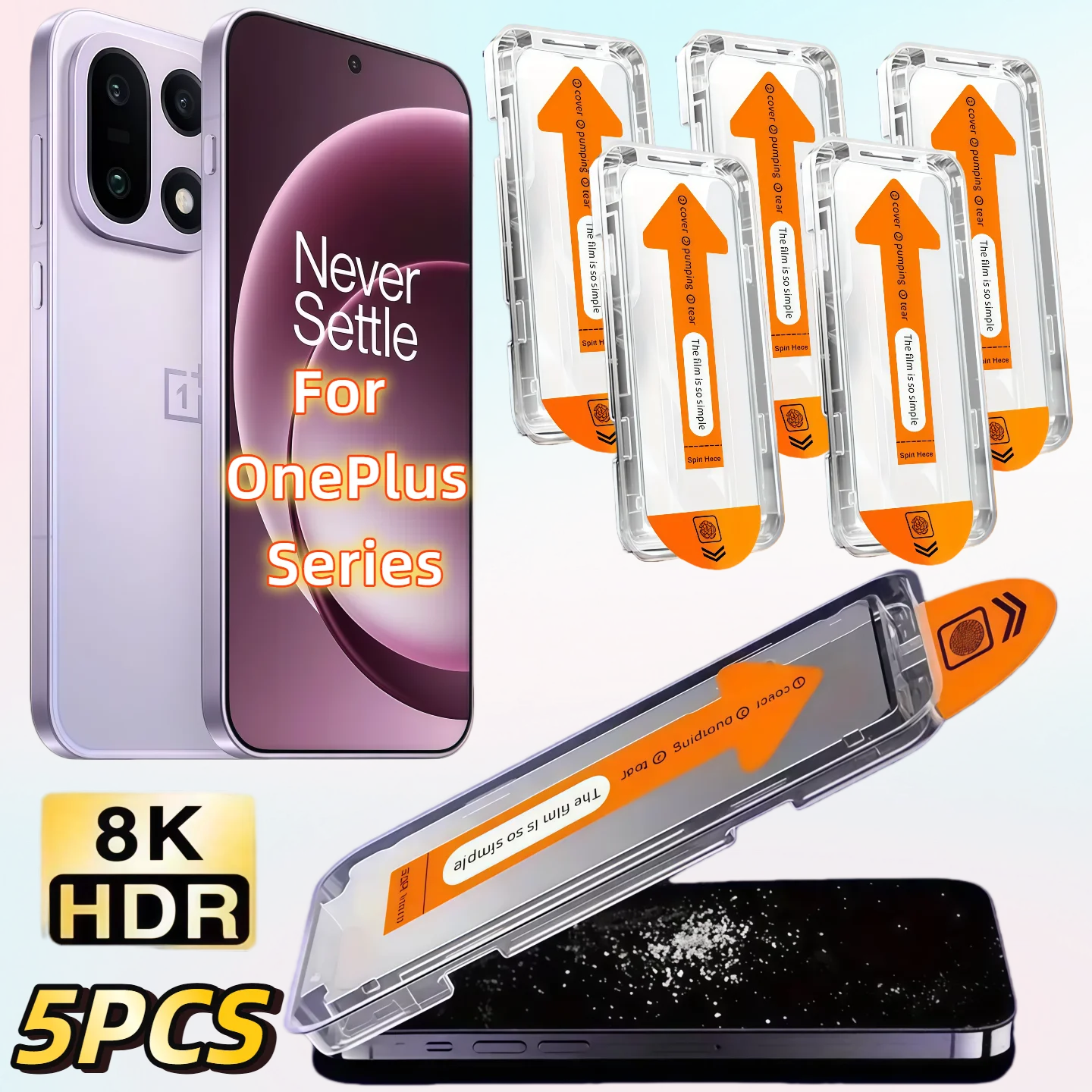 

5Pcs For OnePlus 1+ 9 9T 8 8T 7 6 Screen Protector Tempered Glass Dust-Free Series Mobile Phones Anti-Scratch Clear Protection