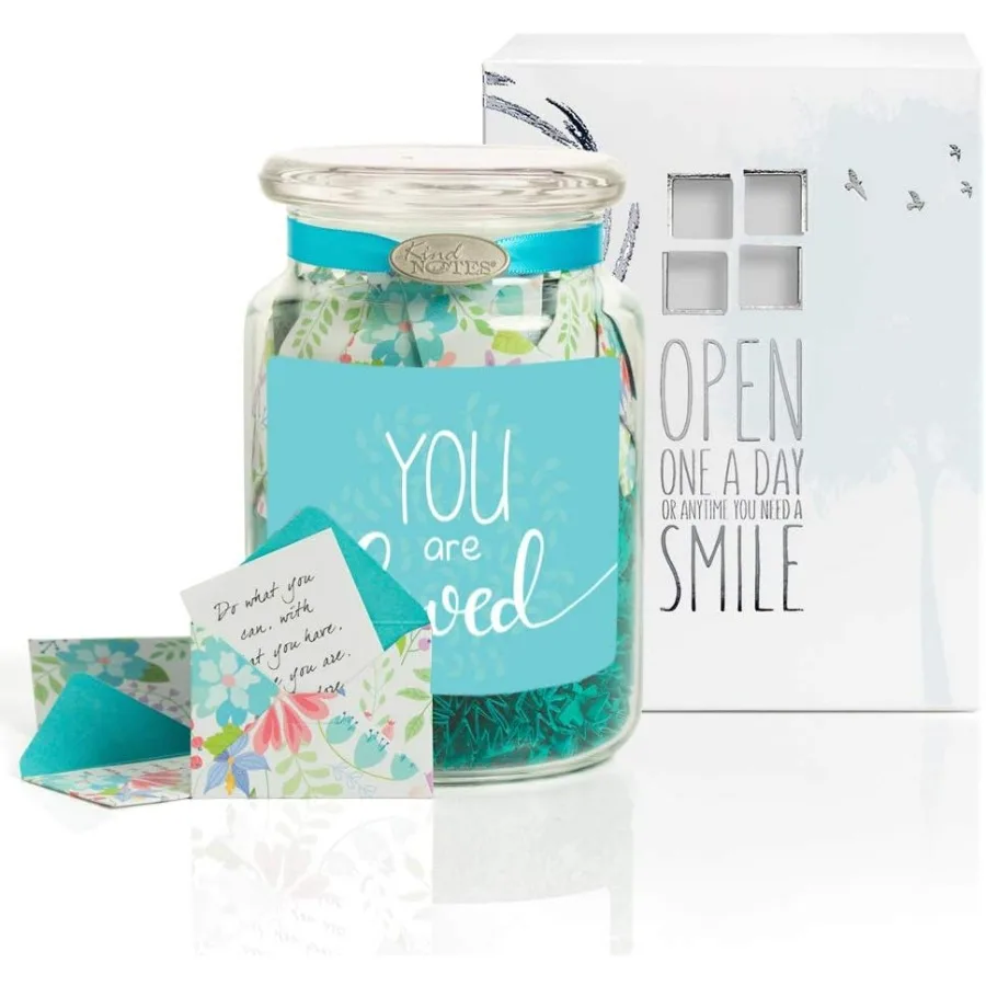 

Glass Keepsake Gift Jar with Blank Papers to WriteYourOwn Messages Fresh Cut Floral You Are Loved Perfect for Romantic Gestures