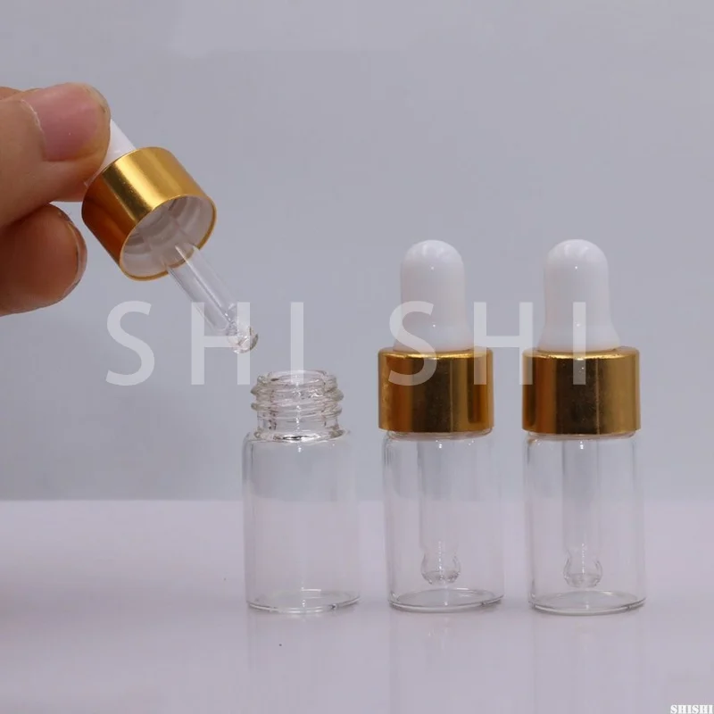 Botellas cuentagotas de vidrio para muestras de aceites esenciales, contenedores vacíos para cosméticos DIY, viales de muestra de viaje, 1ml, 2ml, 3ml, 5ml, 20/30/50 Uds.