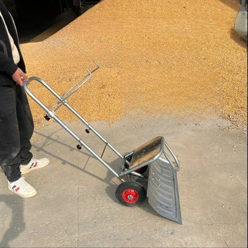 push snow shovel, universal cart with wheels, hand push bag push grain three-in-one