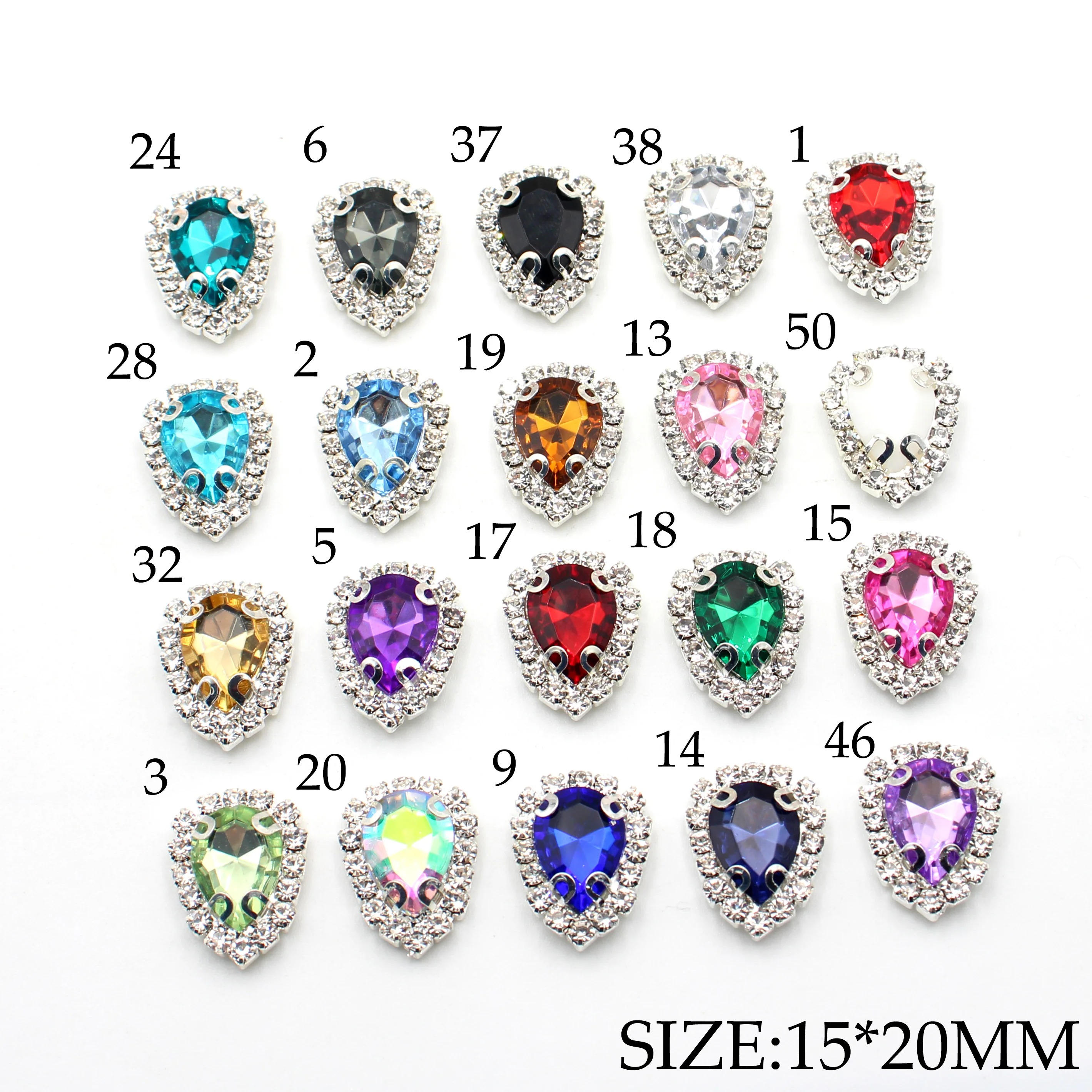 10 / lot 15* 20mm metal rhinestone button decoration Diy wedding invitation decoration brooch hair flower center accessories