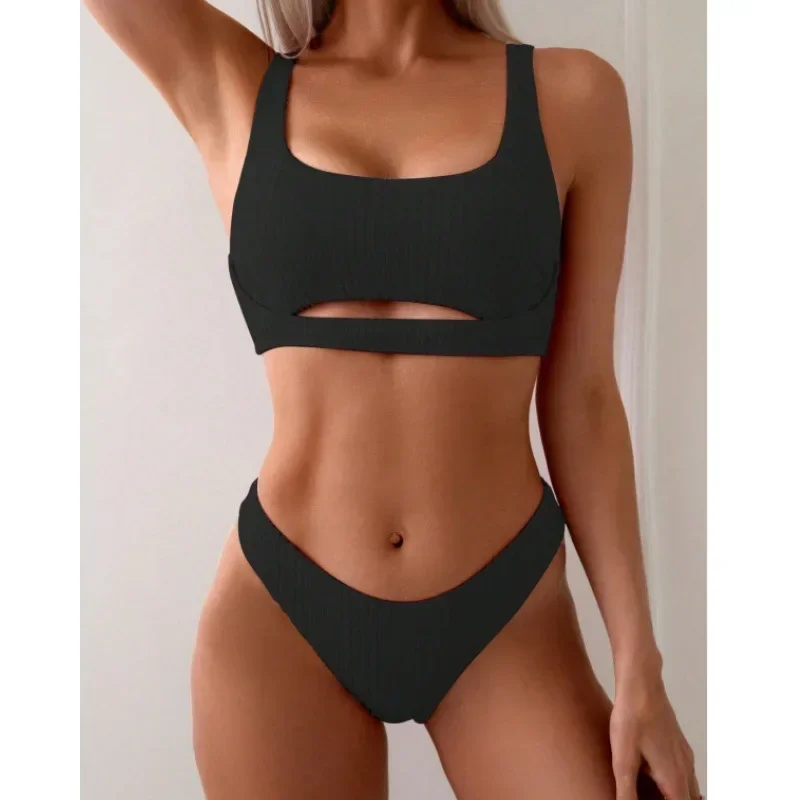 2025 Bandeau Thong Bikini Women Swimwear Female Push Up Swimsuit Bathers Sports Bathing Swimming Suit Korean Beach Wear Summer