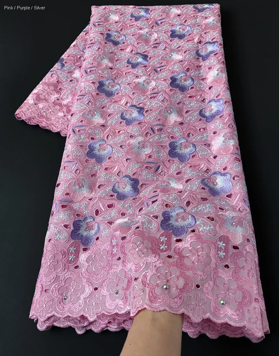 Pink Teal Veritable Swiss lace African Deluxe Voile fabric in Switzerland Excellent Nigerian Ghana inspired wear clothes 5 yards