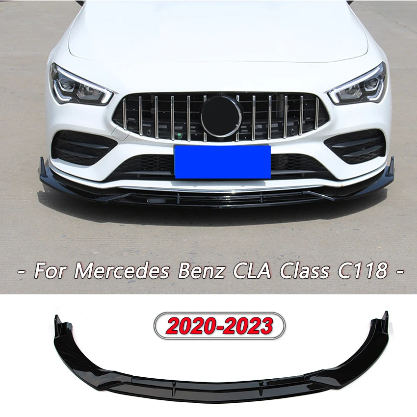 

For Mercedes Benz CLA Class C118 X118 W118 2020-2023 Car Front Bumper Lip Splitter Diffuser Body Kits Spoiler Guard Gloss Black