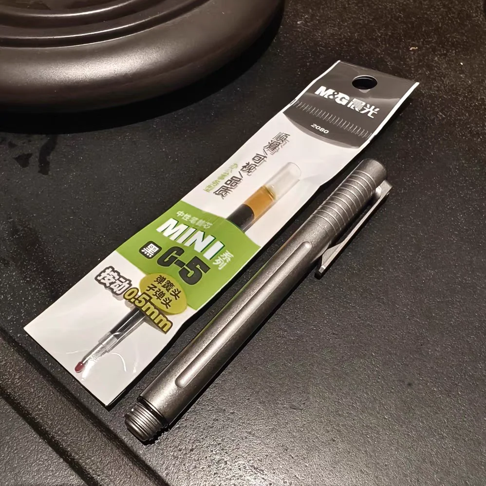 Full TC4 Titanium EDC Pen, Spiral Twist Mini Pen with Pocket Clip, Tactical Metal Ballpoint for Outdoor Writing and Survival G view 2