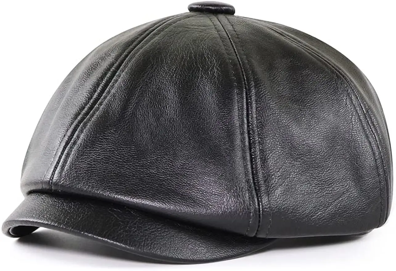 

Men's Newsboy Cap Leather Women Beret Cabby Hat Flat Ivy Gatsby Cap, Medium Size