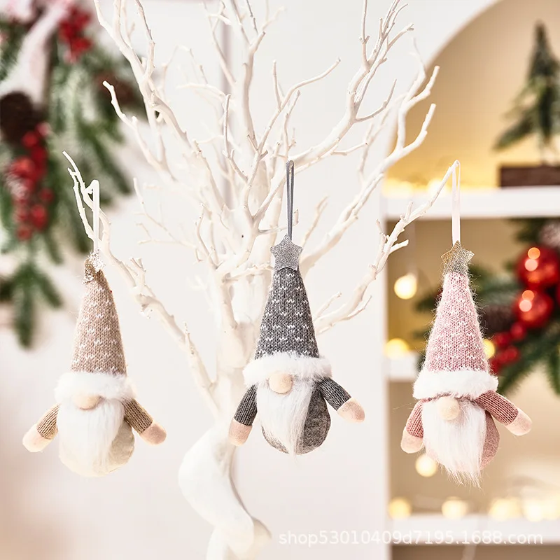 Ornaments Christmas tree small hanging knitted faceless doll doll dwarf creative old man pendant