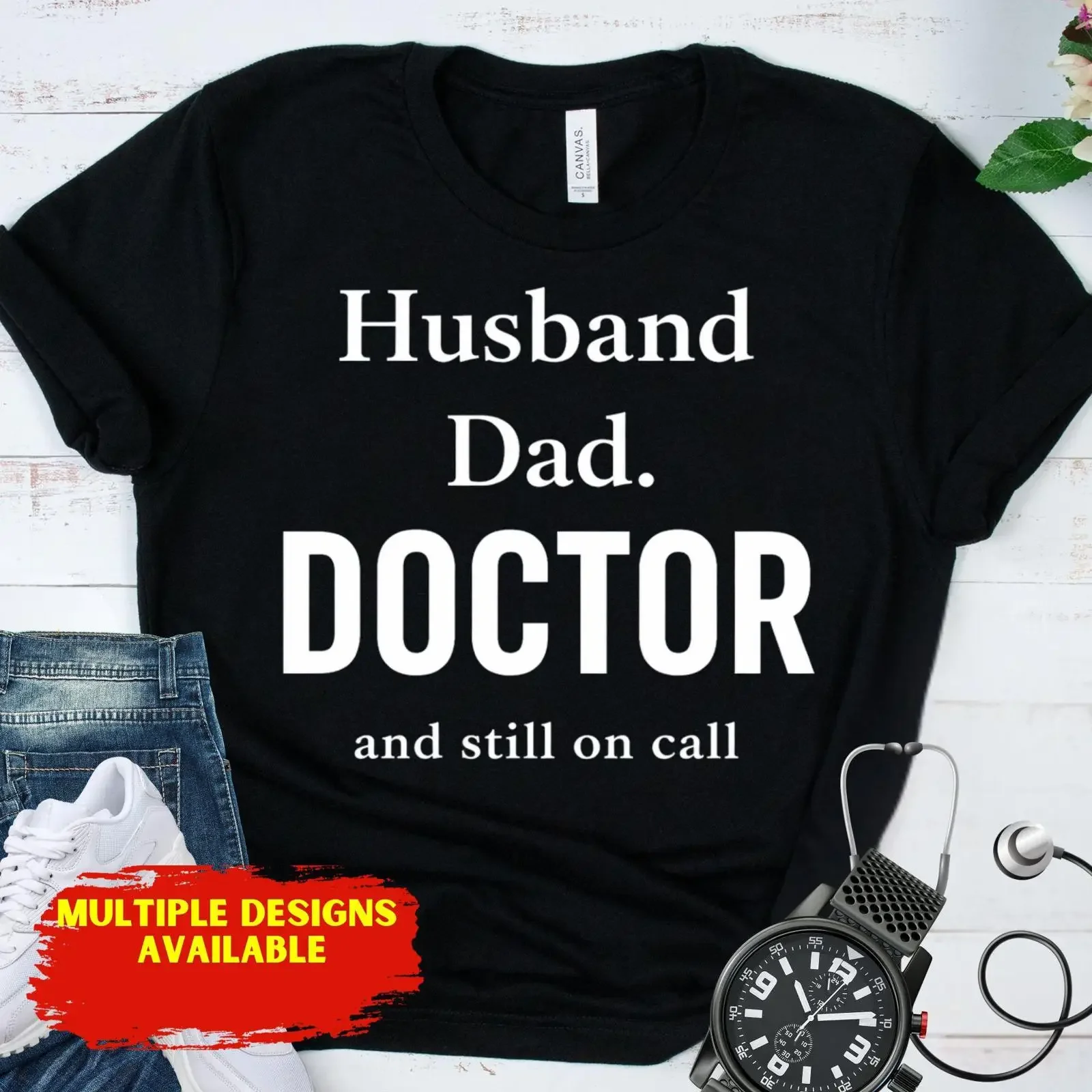 PROUD DOCTOR DAD T Shirt Husband Father for Medical Professional On Call Physician Idea Him vintage Washed