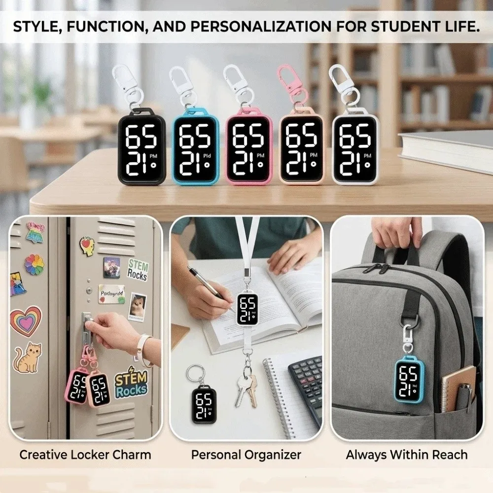 Digital Display Electronic watch Portable Pocket-Sized Digital Display Watch Bright LED Lighting One-Button Operation