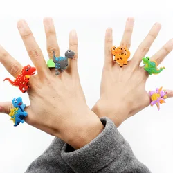 10Pcs Cartoon Dinosaur Rings Birthday Party Favors Christmas Gifts Children Toys Pinata Fillers Kindergarten Rewards Gifts