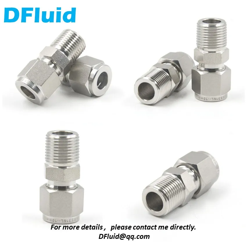 Tubo de compresión de doble férula, accesorio de acero inoxidable 316 macho NPT BSPT RT, 30MPa, 1/8, 1/4, 3/8, 1/2, 6, 8, 10, 12mm, reemplaza