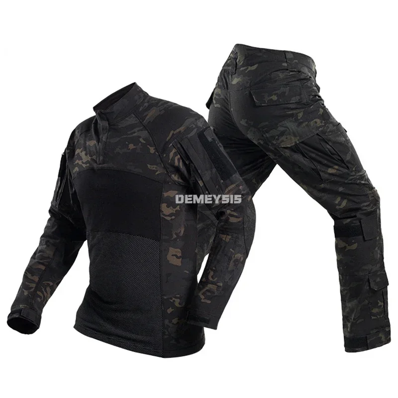 Uniforme tático camuflado para homens, roupas de combate, terno, táticas, esporte ao ar livre, caça, paintball, conjunto airsoft