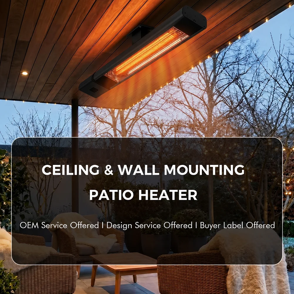 Manufacture OEM Acceptable ETL 1800W Remote Control Wall Mounted Aluminium Alloy Electric Outdoor Heater