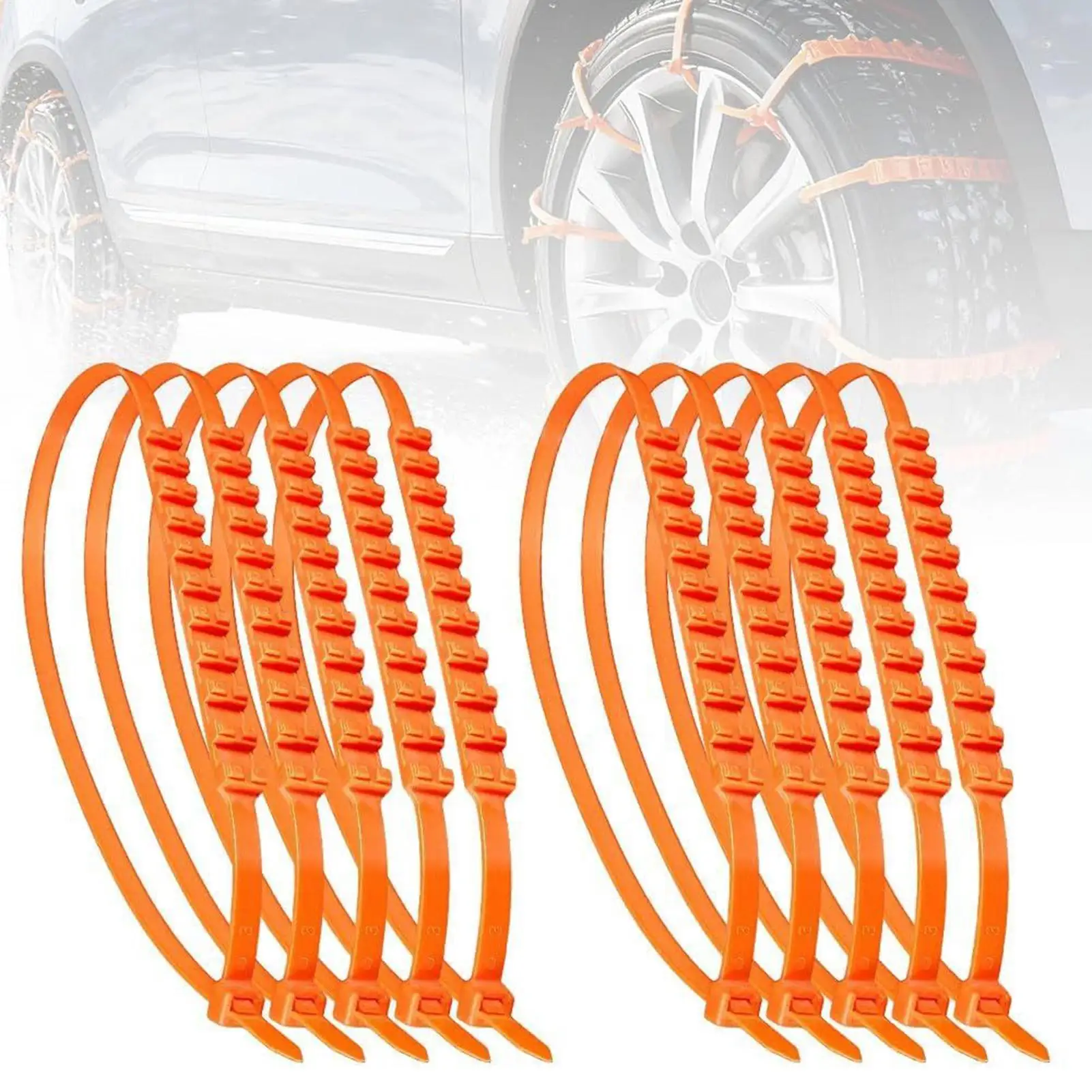 Tire Chains 10 Pieces Wheels Traction Devices Traction Snow Chains for SUV Car Cold Weather Rural Roads Parking Lots Travel
