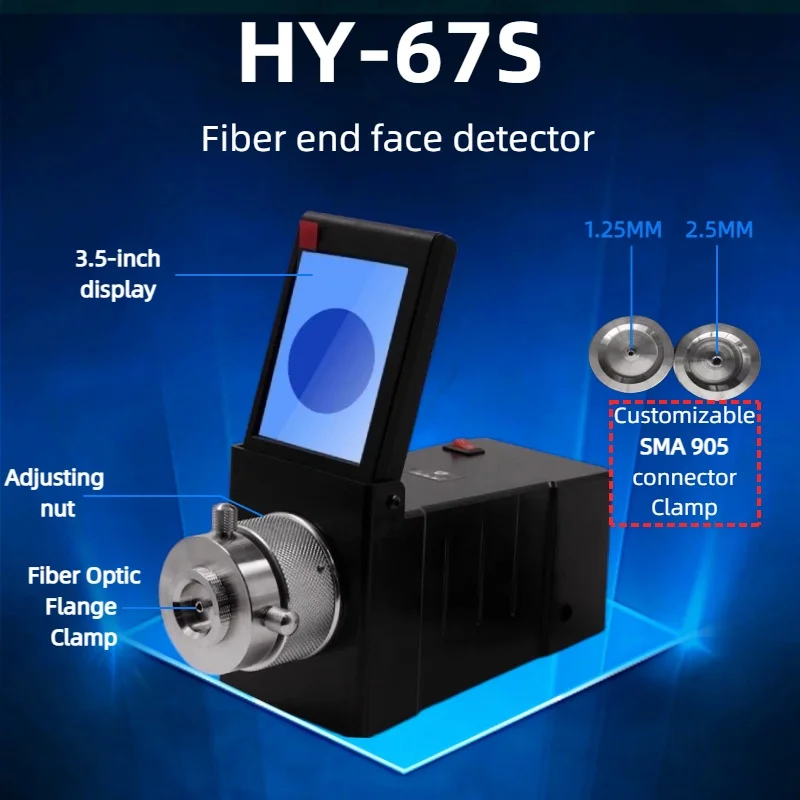 

HY-67G Fiber end face detector Microscope High Precision Optic Inspection Probe 400x Customizable SMA905 connector Clamp