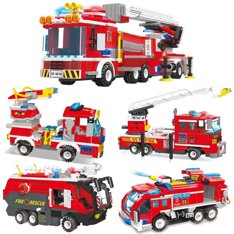 

Simulation Model Bricks Fire Rescue Speedboat Aircraft City Building Blocks Educational DIY Toy Holiday Boys Gifts