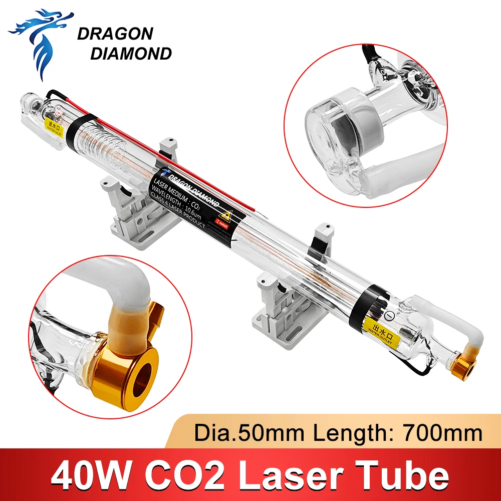 K40 Series 40W Co2 Metal Head Laser Tube Diameter 50mm Length 700mm Laser Lamp Pipe For DIY CO2 Laser Engraving Cutting Machine