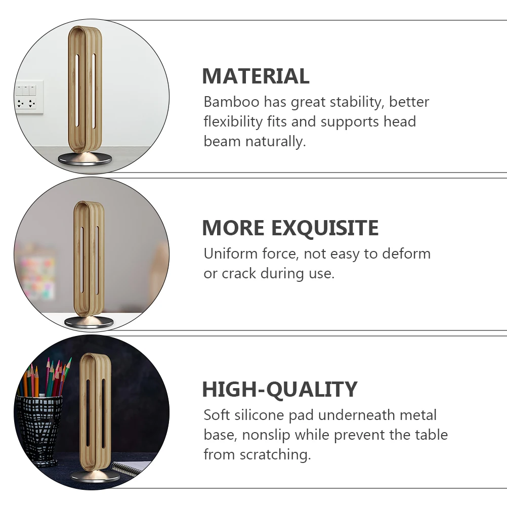 

Headphone Stand Practical Holder Headset Rack Tabletop for Desktop Fashionable Display Bamboo Nonslip