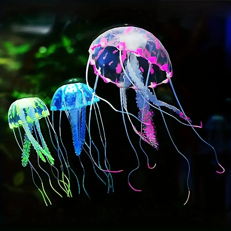 3 teile/satz künstliche Quallen Aquarium Aquarium Zubehör Simulation fluor zierende Quallen Tank Aquarium Landschafts bau