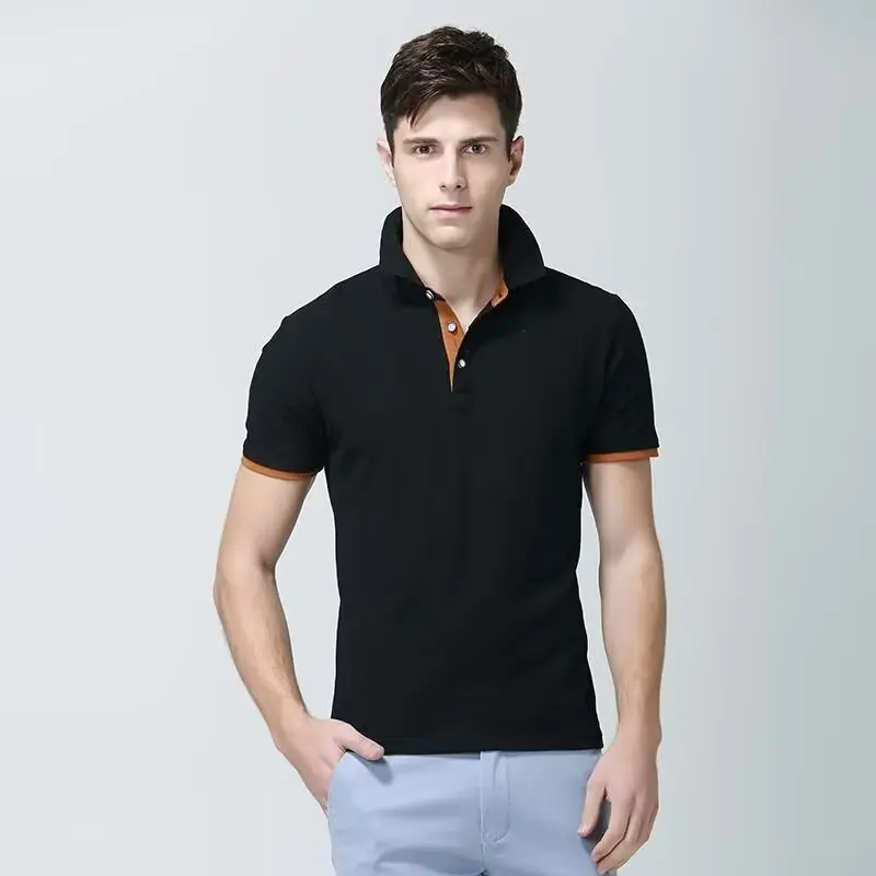 

Business polo shirt for men, pure cotton short sleeved, multi colored selection, T-shirt for summer leisure, lapel, trendy brand