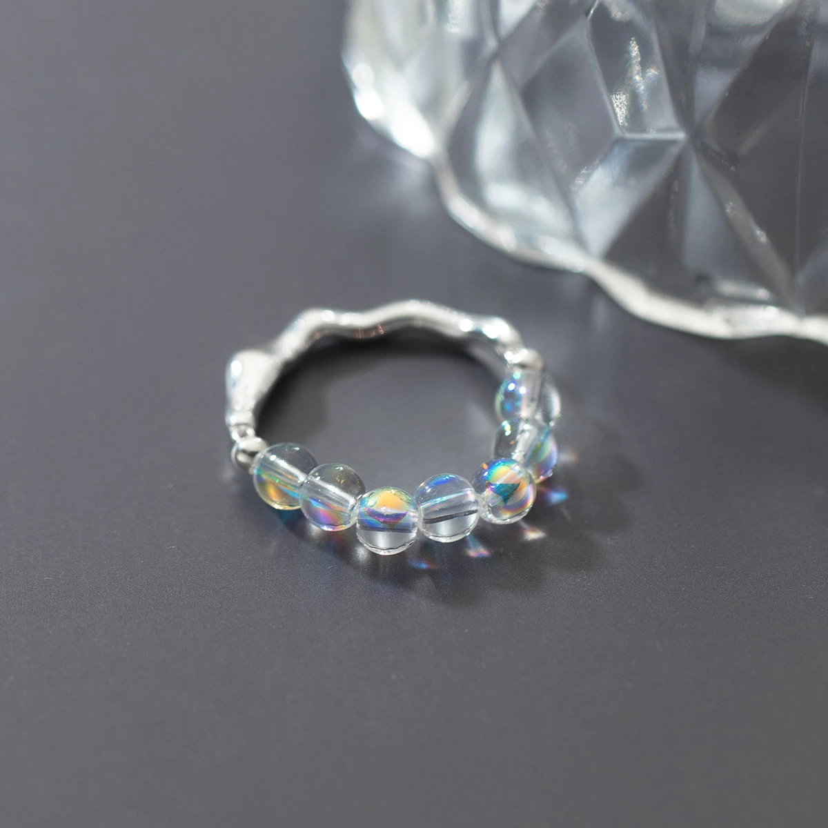 Modian 925 Sterling Silver Irregular Crystal Sparkling Adjustable Finger Ring for Women Anniversary Gift Fine Jewelry Free Size