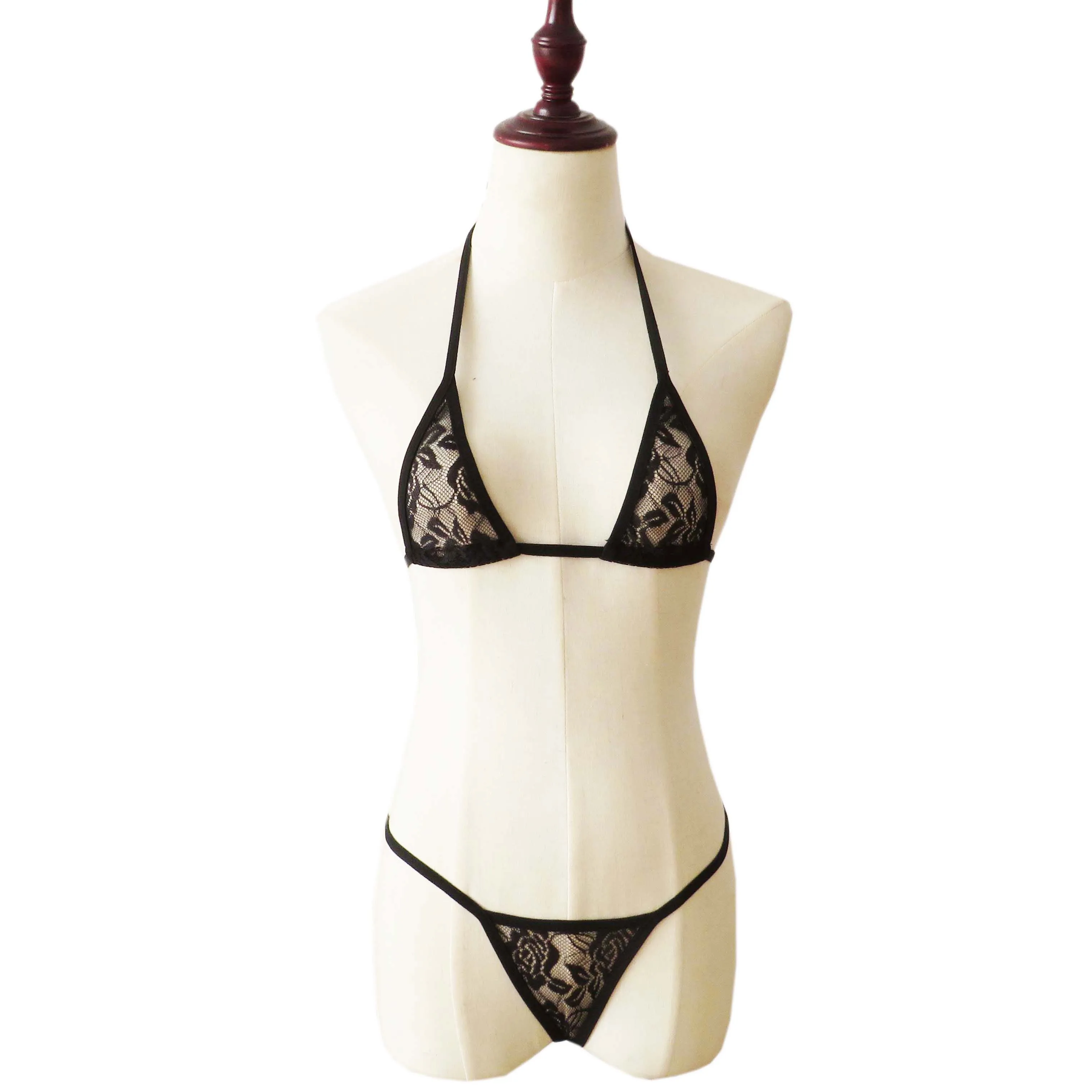 Sexy Lingerie Bikini Lingerie Set Mini Bikini Open Micro Bra Top Briefs Panties For Women - Image 3