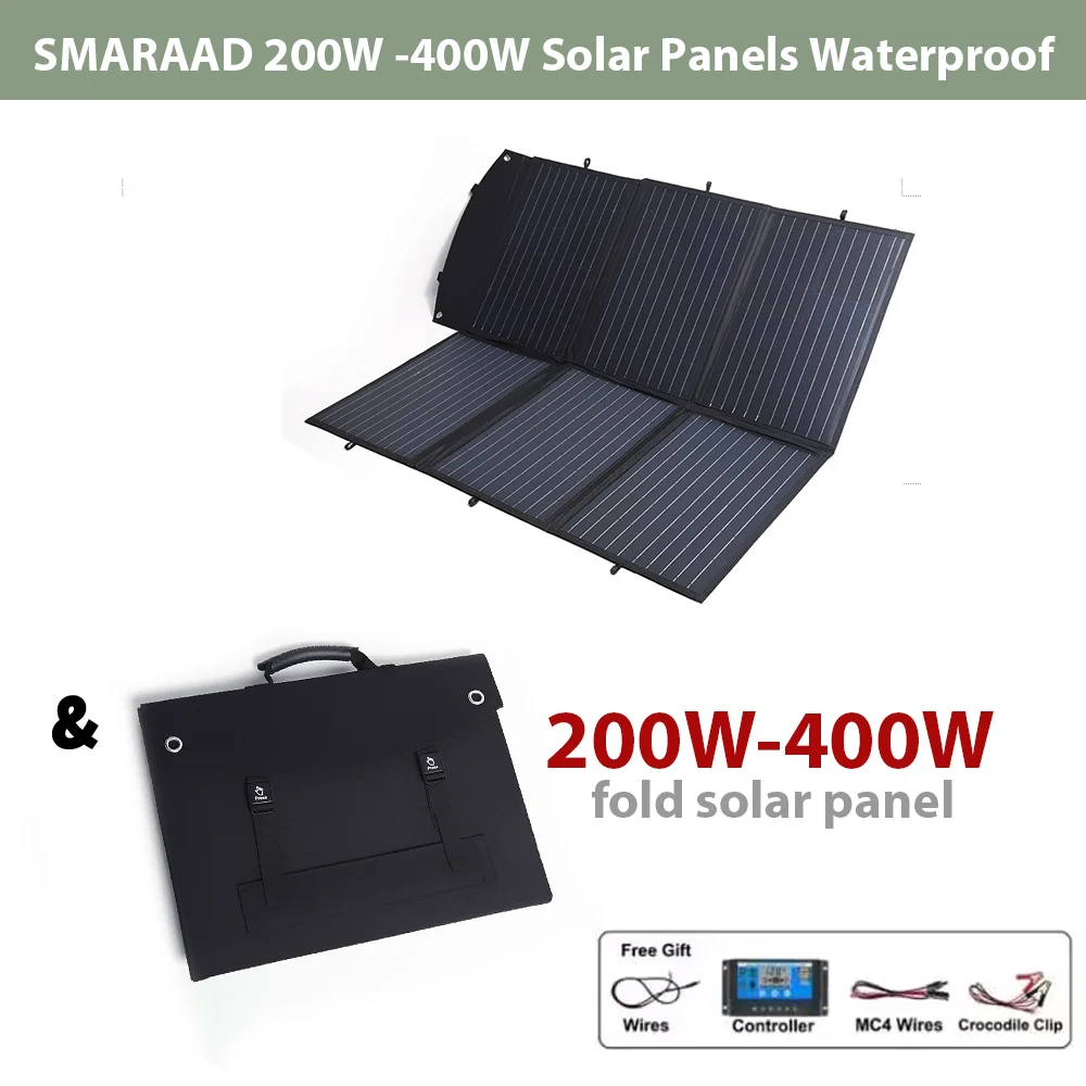 SMARAAD Foldable Solar Panel 150W 400W 18V Waterproof DC Charging Line Charging Controller