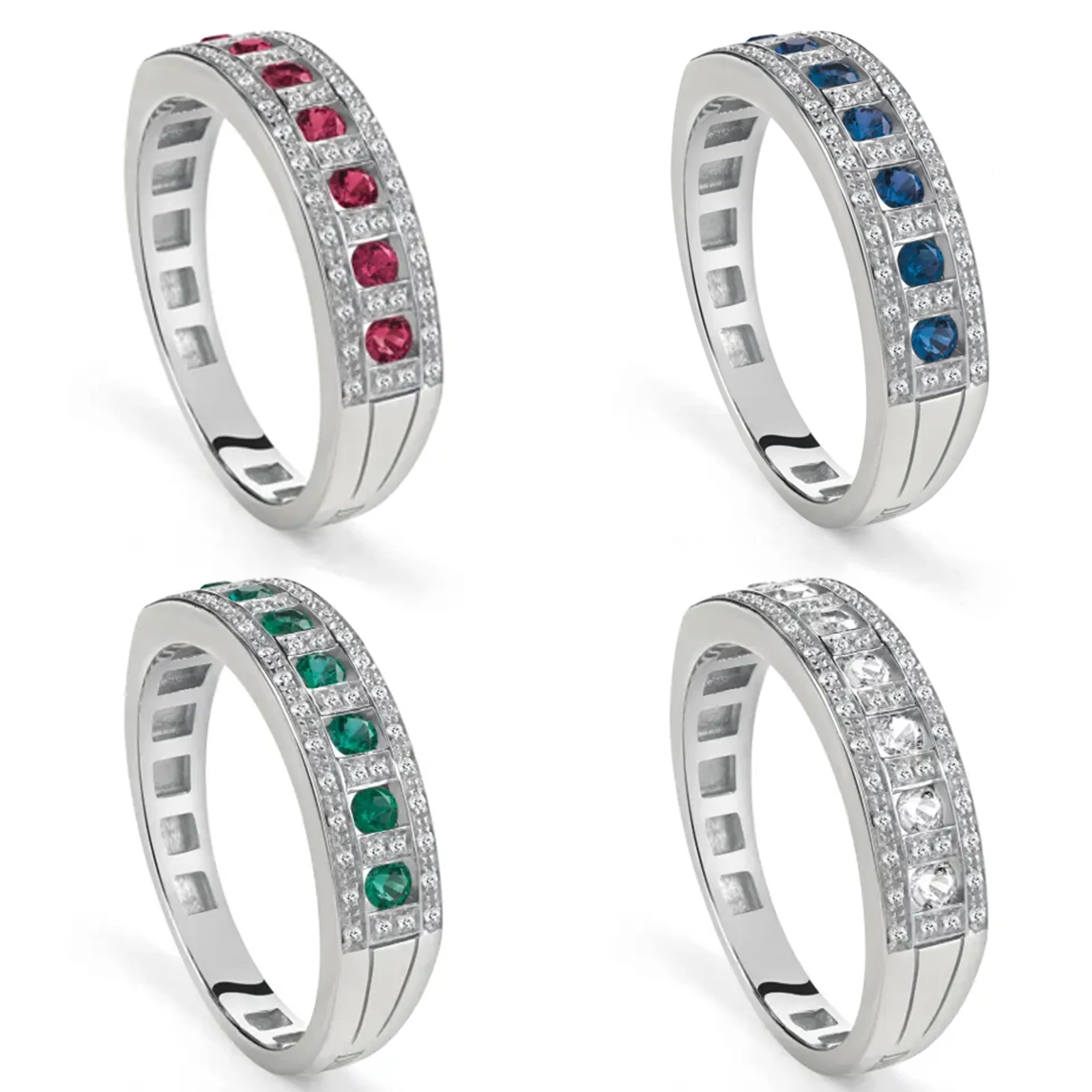 

Кольцо из стерлингового серебра 925 пробы с тремя рядами циркония, высококачественное, с круглыми цирконами 3А, кольцо-бесконечность, четыре цвета, унисекс, модное, люксовое