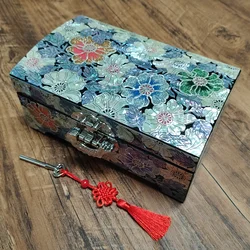 Mother of pearl jewelry boxes Wooden Box Accessory Organizer Handmade Abalone Shell Lacquer Jewelry Box Oriental Wedding Gift