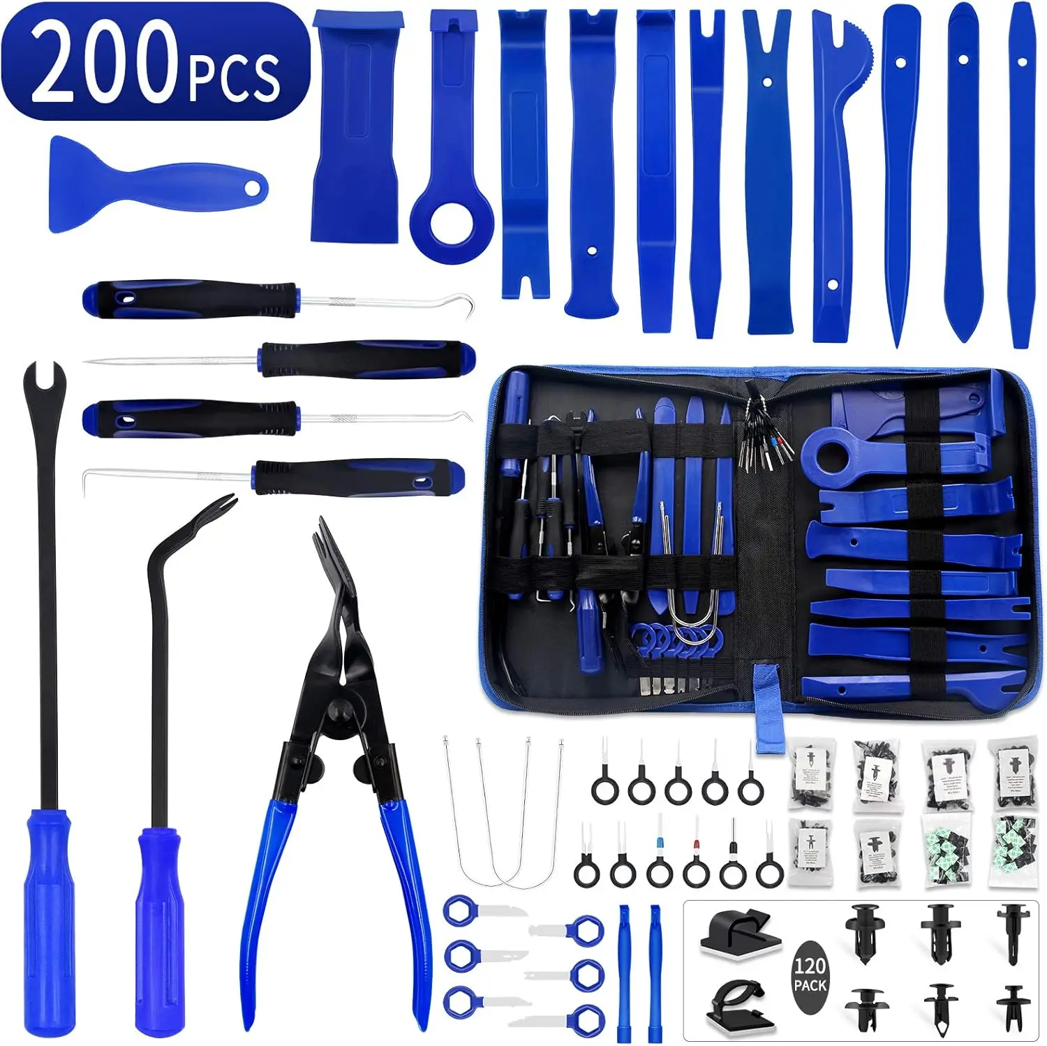

Trim Removal Tool Kit 200PCS Auto Trim Removal Set Plastic Fastener Removal Tool for Car Door Panel Audio Clip Pliers Terminal
