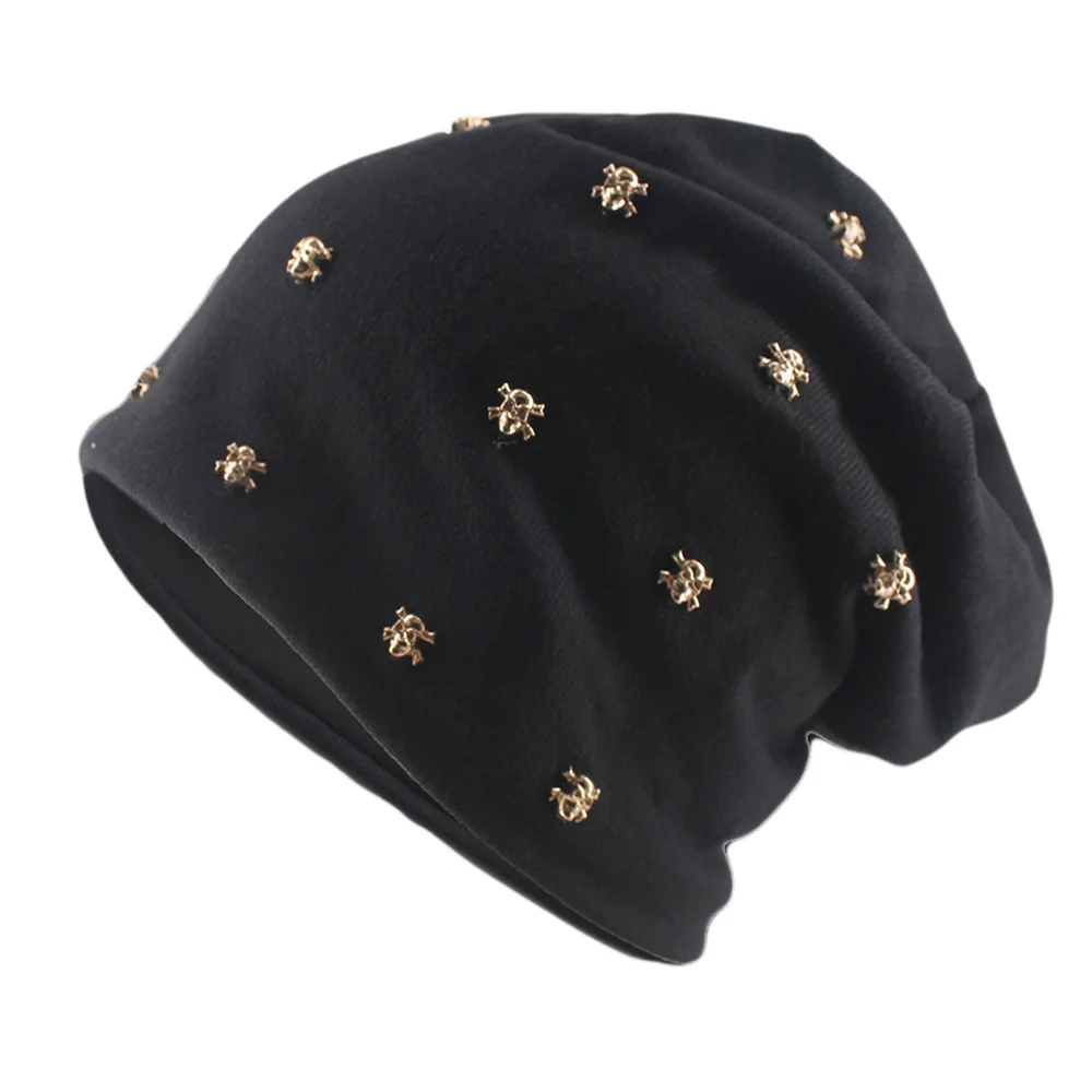 جديد أزياء شتاء دافئ الكبار الرجال النساء القبعات عارضة في الهواء الطلق الهيب هوب بيني Skullies اليدوية قبعات متماسكة قبعة الذهب الجمجمة القبعات