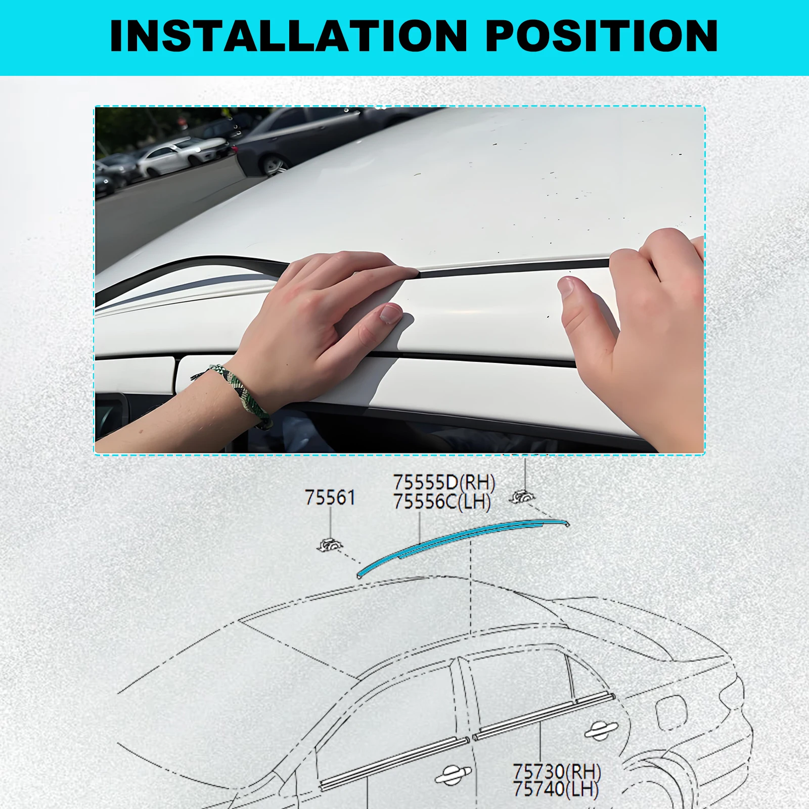 2PCS 136cm Rubber Car Roof Drip Finish Trim Moulding Seal Strips For Toyota Corolla Sedan 2009 2010 2011 2012 2013 75556-02160