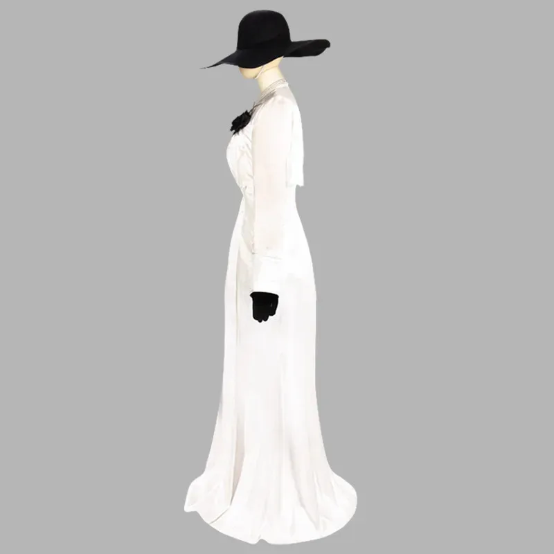 Lady Dimitrescu Cosplay Costume Chatelain Alcina Biohazard Comtesse Sexy Halloween Party Lady Vampire White Dress Hat disfraz