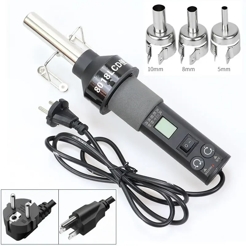 

GJ8018LCD Hot Air Handle Soldering Station Welding Heating Tools Temperature Adjustable Black Electronic Heater 4 BGA Nozzle