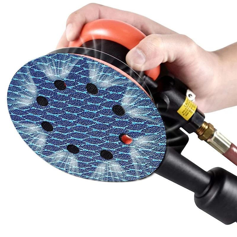 80Pcs Diamond Shape 5 Inch Sanding Disc, 8 Hole Hook and Loop Sanding Discs for Random Disc (60-400