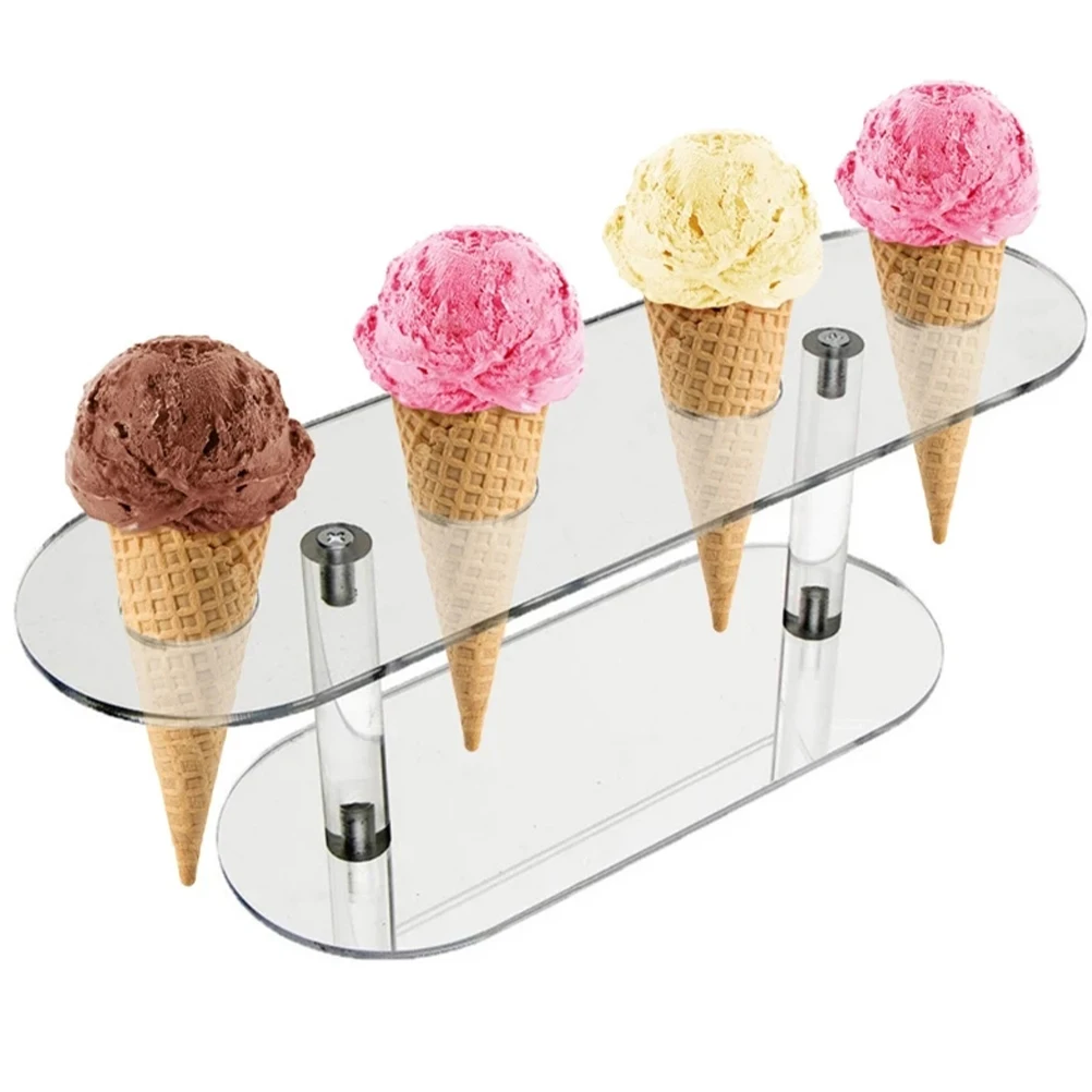 Soporte de cono de helado, soporte de cono de escritorio transparente, exhibición de Sushi, accesorio multifunción para servir postre, soporte para helado