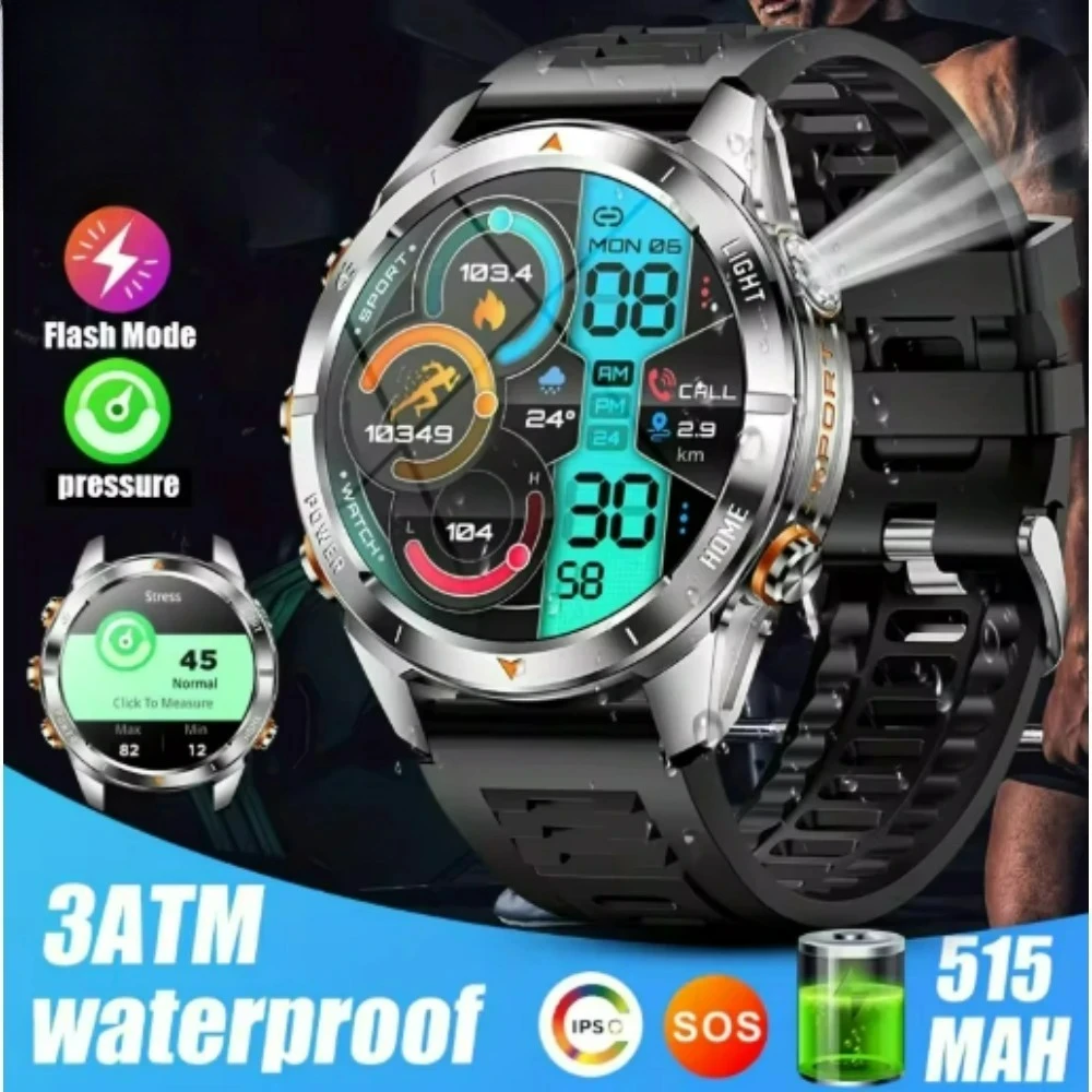 

For Xiaomi Outdoor Sport Smart Watch Men AMOLED Screen LED Flashlight 515mAh Battery 10ATM Waterproof Bluetooth Call Smartwatch