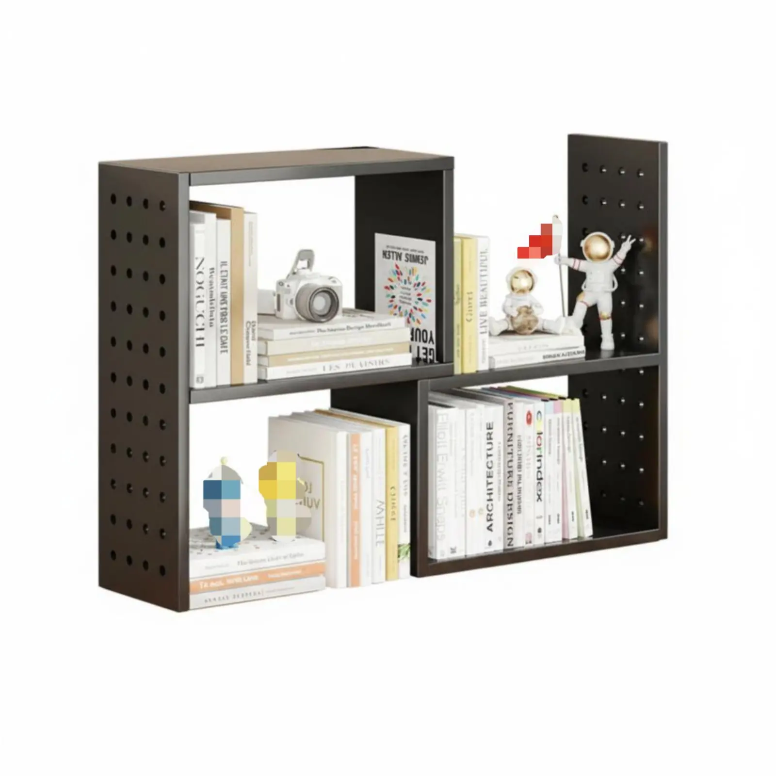 拡張可能なペグボード付きブックラック、長さ調節可能なデザイン、調整可能なデスクラック、コーナーをカスタマイズ可能、頑丈でゲームセットアップにも最適