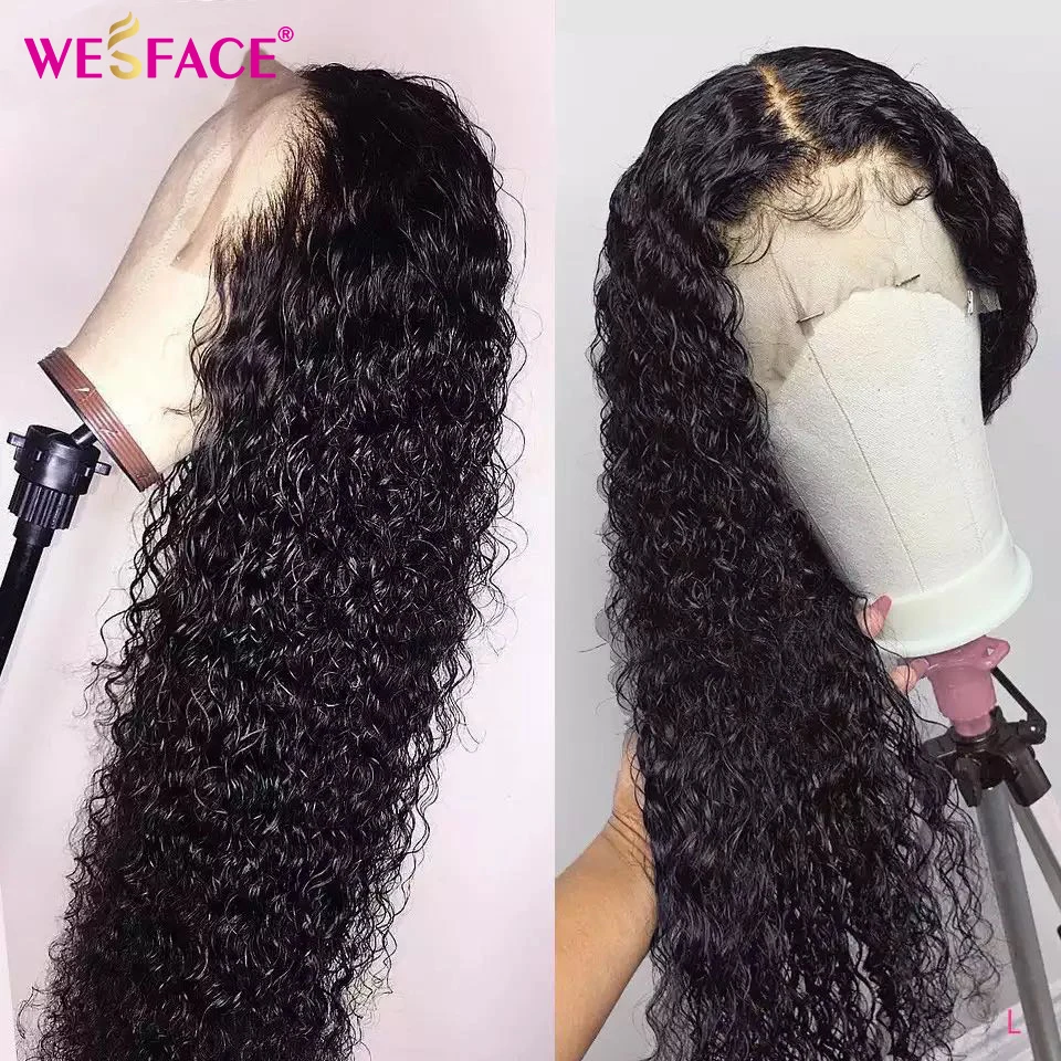 

Curly Human Hair Wigs Brazilian Deep Wave Lace Front Human Hair Wig 180 Density 13x4 Lace Frontal Wigs for Women 30 Inch Wig